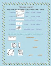 English worksheet: SCHOOL THINGS