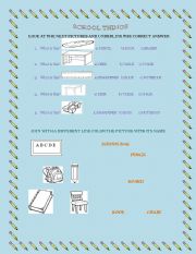 English Worksheet: SCHOOL THINGS