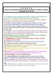 English Worksheet: SPORTS