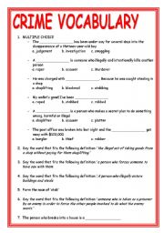 English Worksheet: crime vocabulary