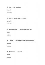 English Worksheet: Simple present tense