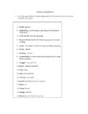 English worksheet: test gerund, infinitives and suffixes