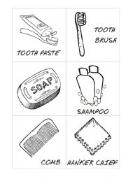 English Worksheet: colour sheet - things related to personal hygine