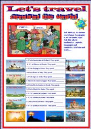English Worksheet: lets travel around the world