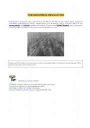 English Worksheet: The Industrial Revolution in England