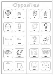 English Worksheet: Opposites pictionary