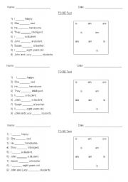 English Worksheet: To Be test