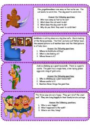 English Worksheet: fairy tales mini comprehensions