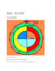 English Worksheet: Day Night Clock