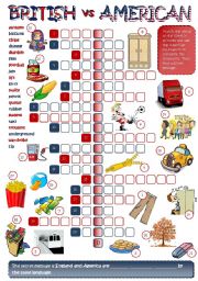 English Worksheet: BRITISH vs AMERICAN English (B&W + KEY included)