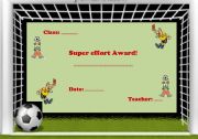 English Worksheet: Super effort Award