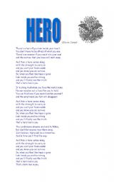 English Worksheet: hero (Maria Carey) - a theme : what is the true courage ?