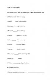 English worksheet: many much exercises