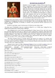 English Worksheet: Elisabeth I