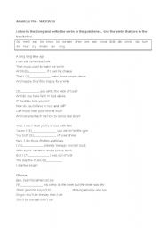 English Worksheet: American Pie song - past simple