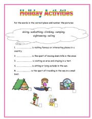 English worksheet: Holiday activities