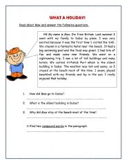 English Worksheet: What a holiday reading