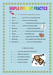 English Worksheet: present simple practice