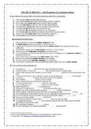 English Worksheet: CPE USE OF ENGLISH 1 - Unit 10 grammar (NOUNS)& vocabulary revision (idioms, phrasal verbs, collocations, derivatives, words with multiple meanings, words often confused)+ TEACHERS KEY * FULLY EDITABLE*