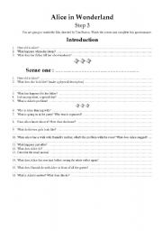 English Worksheet: Alice in Wonderland - Tim Burton (Part 1/6)