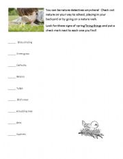 English worksheet: Spring Checklist