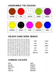 English Worksheet: jumbled colours 