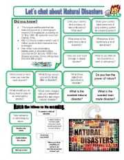 English Worksheet: Let�s chat about NATURAL DISASTERS