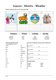 English Worksheet: seasons months weather