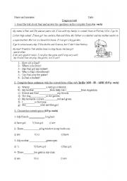 English Worksheet: test simple present
