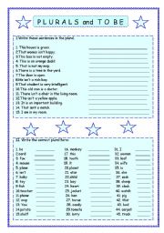 English Worksheet: PLURALS and TO BE
