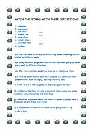 English worksheet: Match the words with their definitions