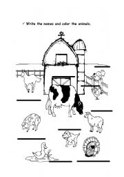 English worksheet: farm animals