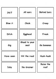 English Worksheet: Memory Game Slang