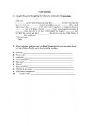 English worksheet: Practising past simple