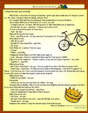 English Worksheet: Billy and the Queen - Reading Comprehension