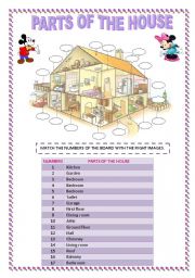 English Worksheet: PARTS OF THE HOUSE