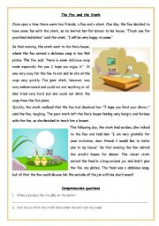 English Worksheet: Fable - The Fox and the Stork