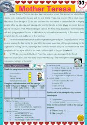 English Worksheet: Mother Teresa