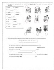 English Worksheet: jobs and occupations -verb BE and simple present tense verbs