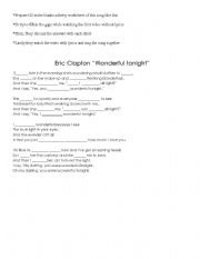 English worksheet: Song Eric Clapton 