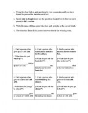 English worksheet: Daily Routine Interview Sheet