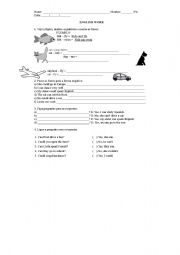 English worksheet: Can / Could exercises