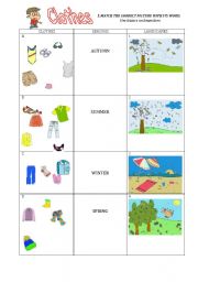 English Worksheet: Clothes and Seasons