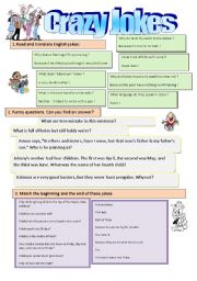 English Worksheet: English jokes and funny questions (with answers)