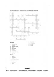 English worksheet: Crosswords - Adjectives and Adverbs in Obama�s Speech