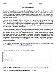 English Worksheet: Reading Comprehension on Child Labour