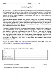 English Worksheet: Reading Comprehension on Child Labour