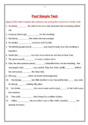 English Worksheet: Past Simple Test (including irregular verbs)