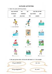 English Worksheet: outdoor activities-Can