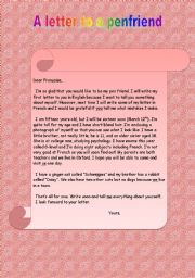 A letter to a  penfriend